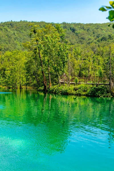 Visite Découverte Travers Magnifique Parc National Des Lacs Plitvice Croatie — Photo