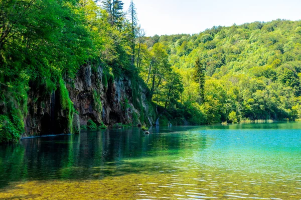 Visite Découverte Travers Magnifique Parc National Des Lacs Plitvice Croatie — Photo