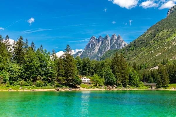 Paragem Curta Lago Raibl Vale Seebach Italiano Raibl Itália — Fotografia de Stock