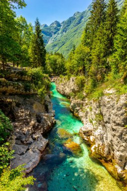 Julian Alpleri yakınlarındaki güzel Soa Vadisi 'ne hoş geldiniz Slovenya