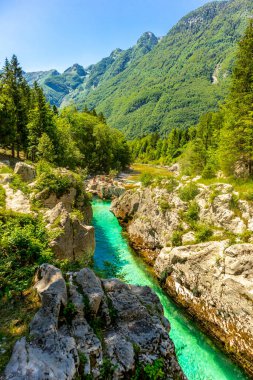 Julian Alpleri yakınlarındaki güzel Soa Vadisi 'ne hoş geldiniz Slovenya