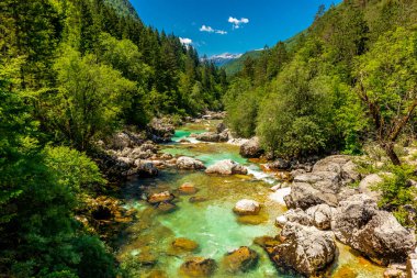 Julian Alpleri yakınlarındaki güzel Soa Vadisi 'ne hoş geldiniz Slovenya
