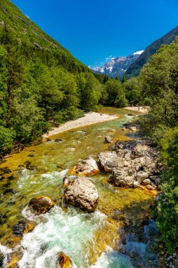 Julian Alpleri yakınlarındaki güzel Soa Vadisi 'ne hoş geldiniz Slovenya