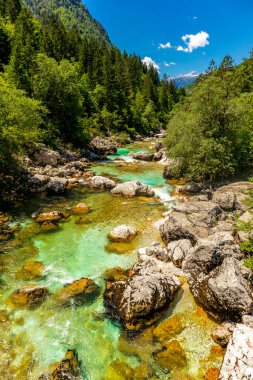 Julian Alpleri yakınlarındaki güzel Soa Vadisi 'ne hoş geldiniz Slovenya