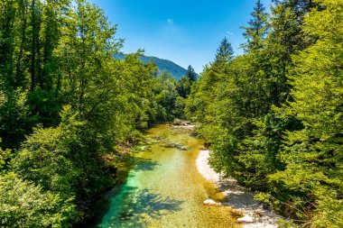 Julian Alpleri yakınlarındaki güzel Soa Vadisi 'ne hoş geldiniz Slovenya