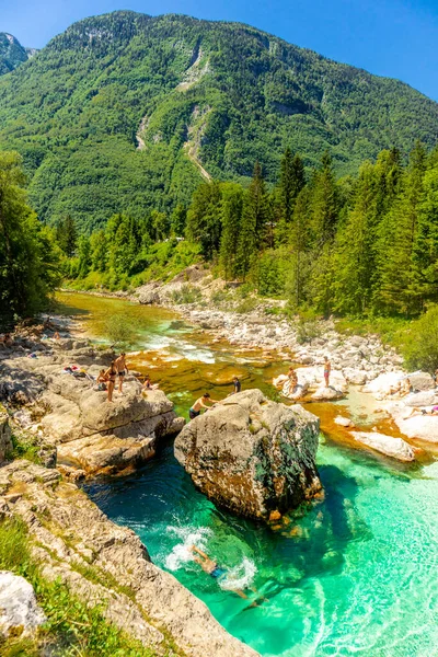 Welcome Beautiful Soa Valley Julian Alps Slovenia — Foto de Stock
