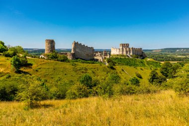 Seine 'in güzel vadisinde, Gaillard Şatosu' nda, Les Andelys, Normandiya, Fransa