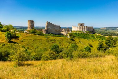 Seine 'in güzel vadisinde, Gaillard Şatosu' nda, Les Andelys, Normandiya, Fransa