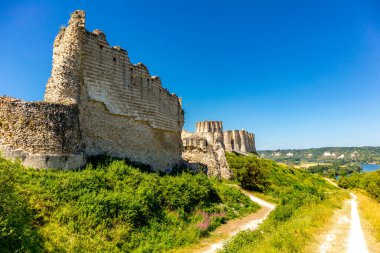 Seine 'in güzel vadisinde, Gaillard Şatosu' nda, Les Andelys, Normandiya, Fransa