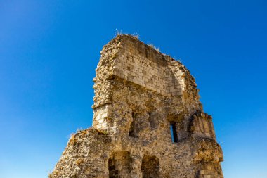 Seine 'in güzel vadisinde, Gaillard Şatosu' nda, Les Andelys, Normandiya, Fransa