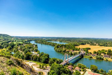 Seine 'in güzel vadisinde, Gaillard Şatosu' nda, Les Andelys, Normandiya, Fransa