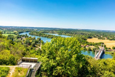 Seine 'in güzel vadisinde, Gaillard Şatosu' nda, Les Andelys, Normandiya, Fransa