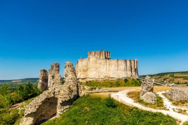 Seine 'in güzel vadisinde, Gaillard Şatosu' nda, Les Andelys, Normandiya, Fransa