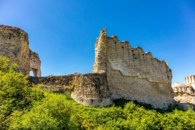 Seine 'in güzel vadisinde, Gaillard Şatosu' nda, Les Andelys, Normandiya, Fransa