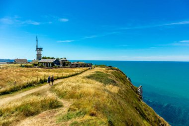 Fcamp yakınlarındaki güzel kaymaktaşı sahilinde sahil yürüyüşü - Normandiya - Fransa