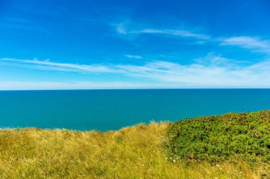 Fcamp yakınlarındaki güzel kaymaktaşı sahilinde sahil yürüyüşü - Normandiya - Fransa