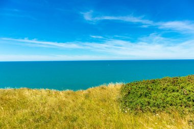Fcamp yakınlarındaki güzel kaymaktaşı sahilinde sahil yürüyüşü - Normandiya - Fransa