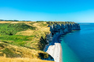 Beach walk on the beautiful alabaster coast near tretat - Normandy - France