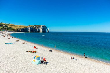 Beach walk on the beautiful alabaster coast near tretat - Normandy - France