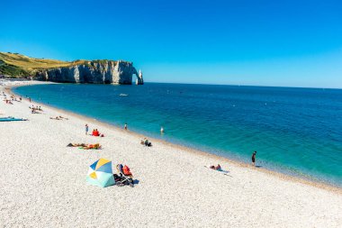 Beach walk on the beautiful alabaster coast near tretat - Normandy - France