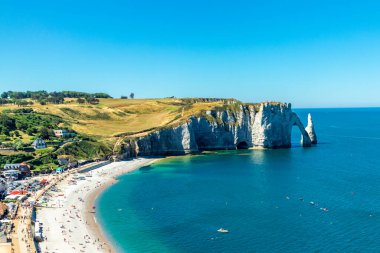 Beach walk on the beautiful alabaster coast near tretat - Normandy - France