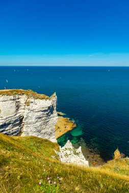 Beach walk on the beautiful alabaster coast near tretat - Normandy - France