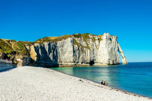 Beach Walk Beautiful Alabaster Coast Tretat Normandy France — Foto de Stock