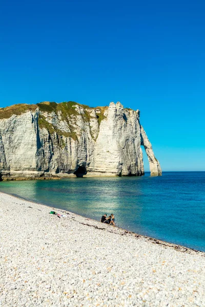 Beach Walk Beautiful Alabaster Coast Tretat Normandy France — Foto de Stock