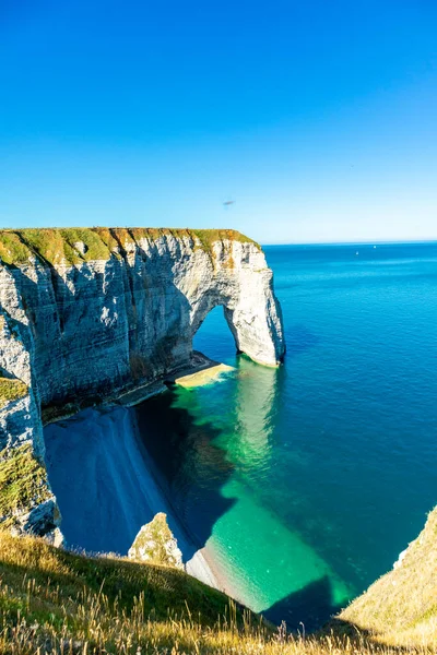 Beach Walk Beautiful Alabaster Coast Tretat Normandy France — Stock Photo, Image