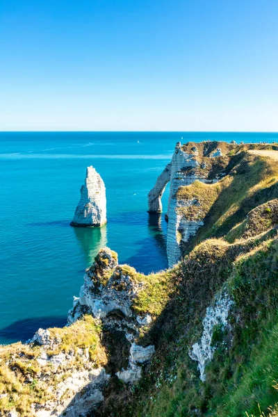 Beach Walk Beautiful Alabaster Coast Tretat Normandy France — Stock Photo, Image