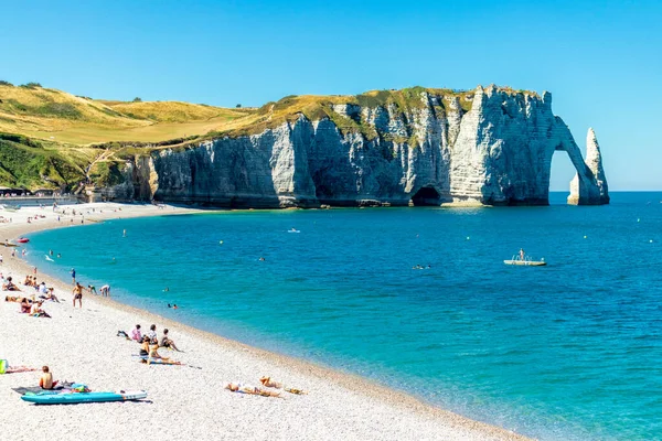 Beach Walk Beautiful Alabaster Coast Tretat Normandy France — Stockfoto