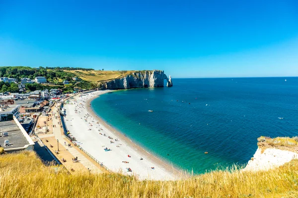 Beach Walk Beautiful Alabaster Coast Tretat Normandy France — Stockfoto