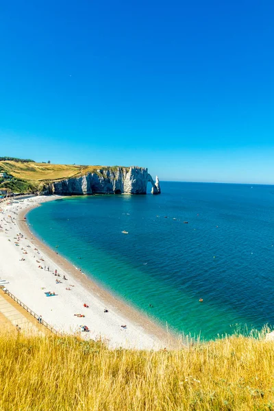 Beach Walk Beautiful Alabaster Coast Tretat Normandy France — Stockfoto
