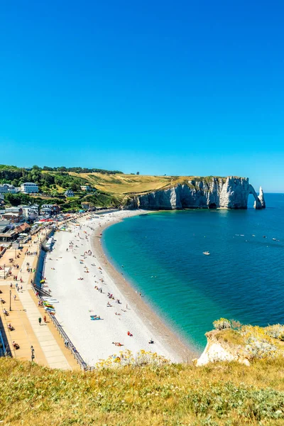 Beach Walk Beautiful Alabaster Coast Tretat Normandy France — Foto de Stock