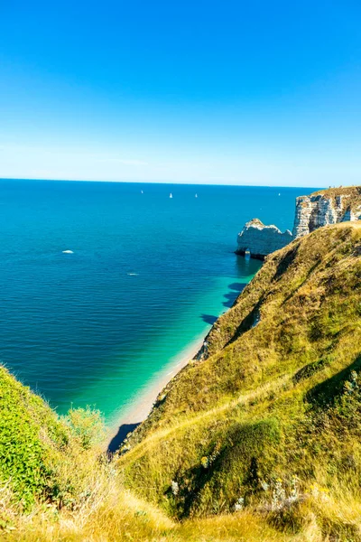 Beach Walk Beautiful Alabaster Coast Tretat Normandy France — Photo