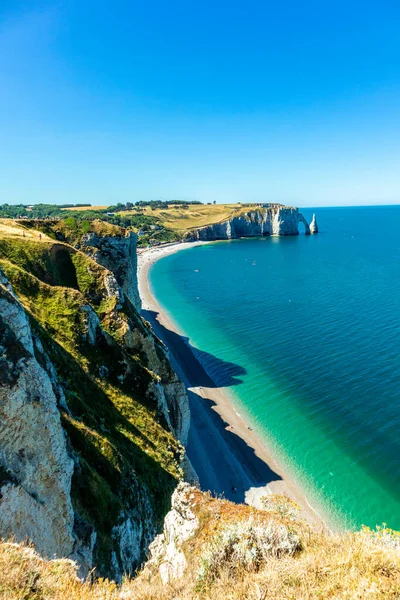 Beach Walk Beautiful Alabaster Coast Tretat Normandy France — Foto de Stock