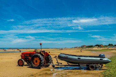 Beach walk on the beautiful Gold Beach off the coast of Ver-sur-Mer - Normandy - France