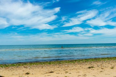 Beach walk on the beautiful Gold Beach off the coast of Ver-sur-Mer - Normandy - France