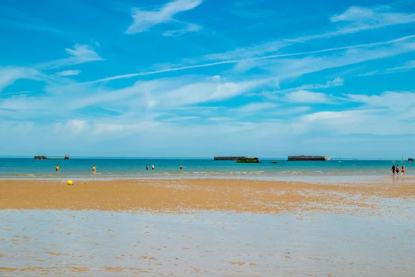 Beach Walk Beautiful Gold Beach Coast Ver Sur Mer Normandy — Stockfoto