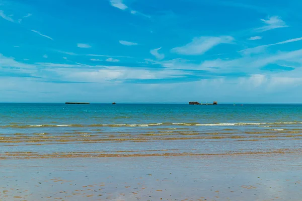 Beach Walk Beautiful Gold Beach Coast Ver Sur Mer Normandy — Stockfoto