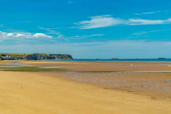 Beach Walk Beautiful Gold Beach Coast Ver Sur Mer Normandy — Stok fotoğraf
