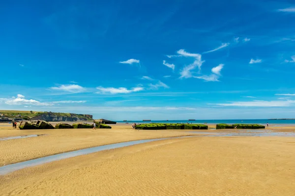 Beach Walk Beautiful Gold Beach Coast Ver Sur Mer Normandy — Stockfoto