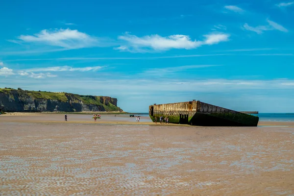 Beach Walk Beautiful Gold Beach Coast Ver Sur Mer Normandy — Stockfoto