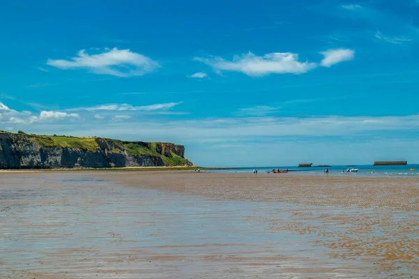 Beach Walk Beautiful Gold Beach Coast Ver Sur Mer Normandy —  Fotos de Stock