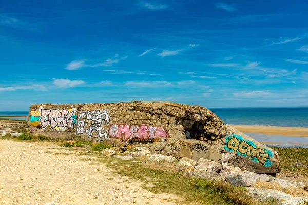 Beach Walk Beautiful Gold Beach Coast Ver Sur Mer Normandy — 스톡 사진