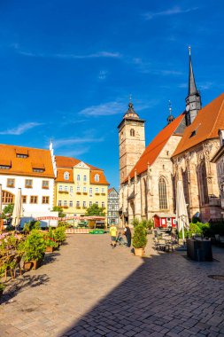 Schmalkalden 'in güzel, yarı keresteli kasabasında bir gün, her yönüyle, Thüringen.