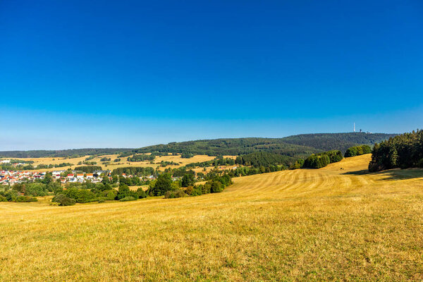 Summer hike along the Rennsteig between Brotterode and Eisenach in beautiful sunshine - Thuringia - Germany