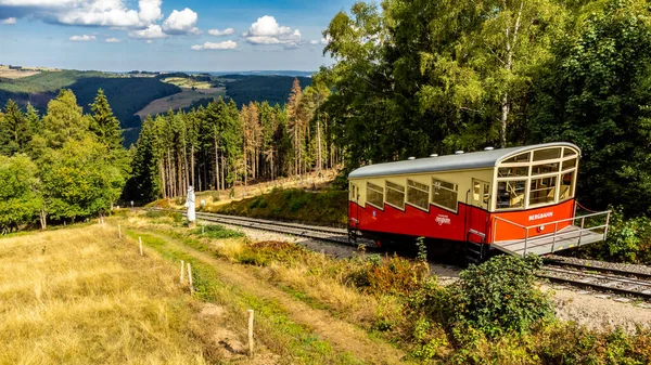 Entdeckungstour Zur Oberweibacher Bergbahn Schönen Schwarzatal Thüringen Deutschland — Stockfoto