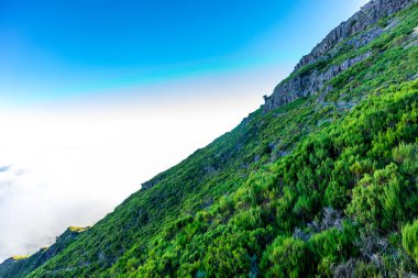 Azores 'in Madeira adasındaki en yüksek noktaya yürü Pico Ruivo - Portekiz