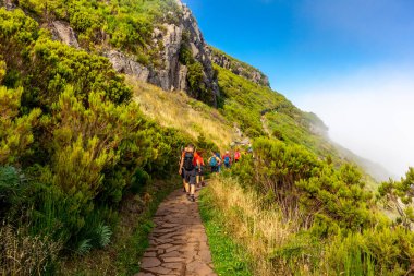 Azores 'in Madeira adasındaki en yüksek noktaya yürü Pico Ruivo - Portekiz